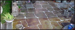 Flagstone engraved patio